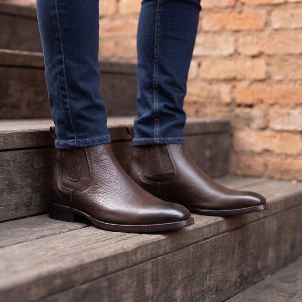 BOTIN CABALLERO OVAL PIEL VACUNO CAFE