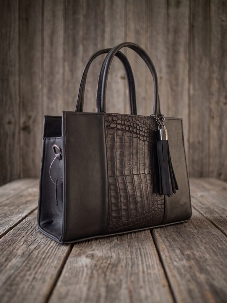 BOLSO DAMA PIEL CAYMAN NEGRO