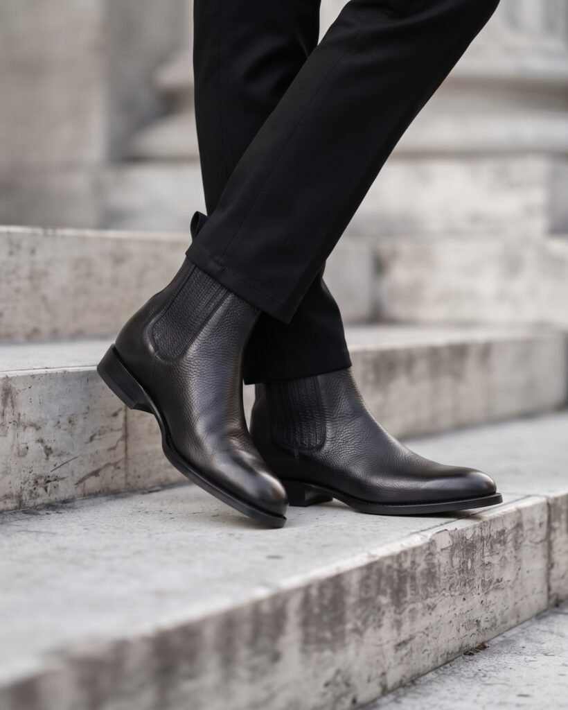BOTIN CABALLERO PIEL VACUNO OVAL NEGRO
