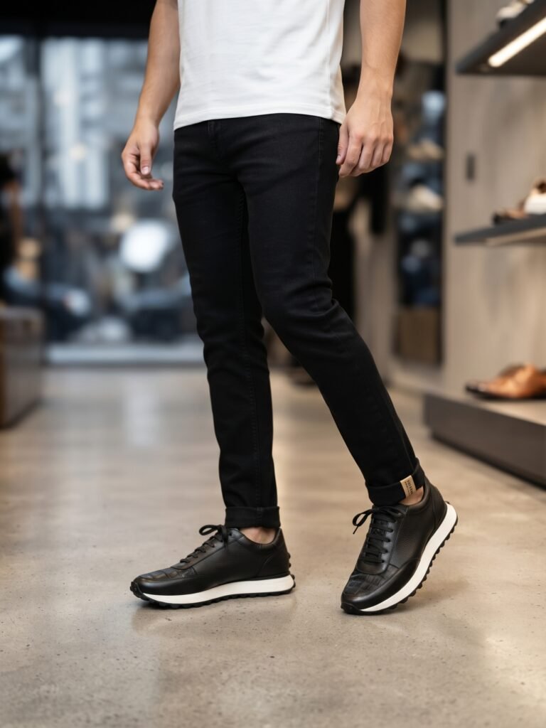 TENIS EN PIEL VACUNO/COCODRILO CONFORT
